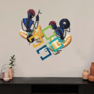 Rajasthani indian cultural playing musical instrument showpiece / wall hanging ( set of 2 pcs )