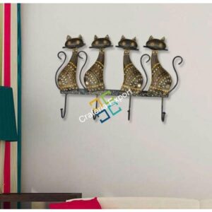 Beautiful four cats  with wrought iron key holder/ wall Hooks for wall decor