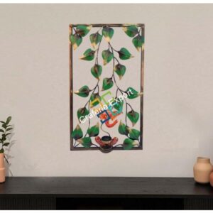 Leaf frame with ganesh T-light candle holder for wall decor
