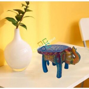 Elephant Shaped Hand painted Wooden Stool for home decor/table decor