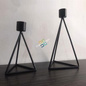 Metal tealight candle holder stand in triangle shape (set of 2) / gifts purpose