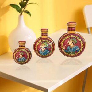 Handicrafted decorative flower pot painted by mughal shasak kalakriti (set of 3)