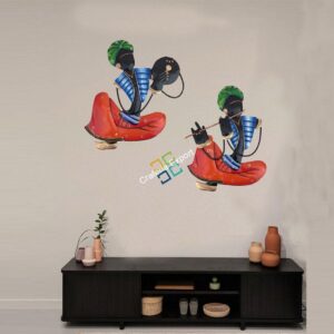 Indian Tradition Handcrafted Musical Men Wall Hanging Showpiece for Interior Decor/Gifts -(Set Of  2)