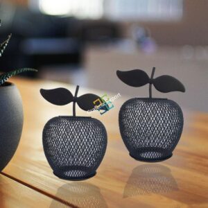 Apple Cage Shape Metal Table Top Tea Light Candle Holder Stand (Set Of 2)