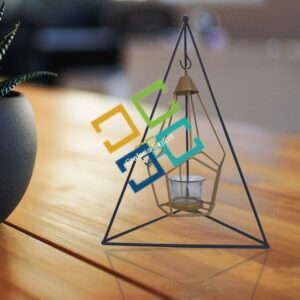 Metal Brass Diamond  Shape Table Top With Hanging Stand Tea Light Candle Holder Stand